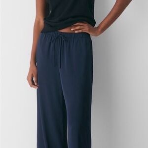 Aritzia Dark Navy Elastic-Waist Wide Leg Trousers